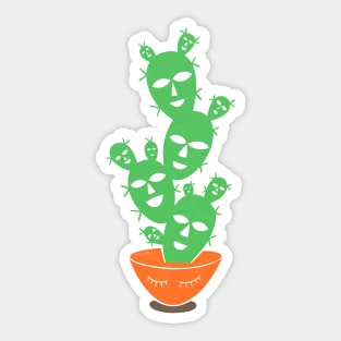 Cactus Tree Bowl Human Faces Sticker